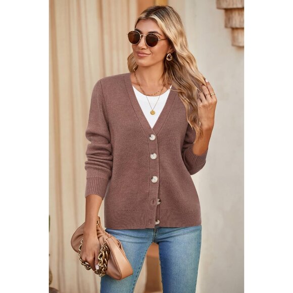 Women's Wool Blend Cardigan Sweater Button Down Long Sleeve Casual Warmth - Picture 7 of 7